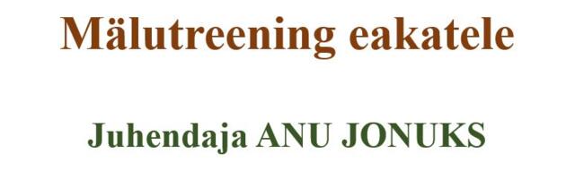 Mälutreening Aegviidu rahvamajas 03.12.2024