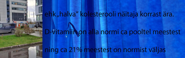 SYNLAB: EESTI MEESTEL ON KORRAST ÄRA NII KOLESTEROOLI, D-VITAMIINI KUI TESTOSTEROONI NÄITAJAD