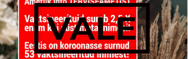 FAKTIKONTROLL | Lausvale. Koroonavaktsiini saanud inimesed ei sure 2,5 korda suurema tõenäosusega kui süstita inimesed