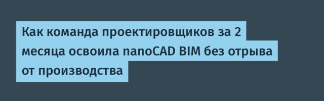 Как команда проектировщиков за 2 месяца освоила nanoCAD BIM без отрыва от производства
