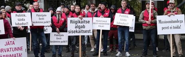 VIDEO ja FOTOD | Päästjad ja õpetajad avaldasid riigikogu ees meelt liiga väikese palgatõusu vastu 