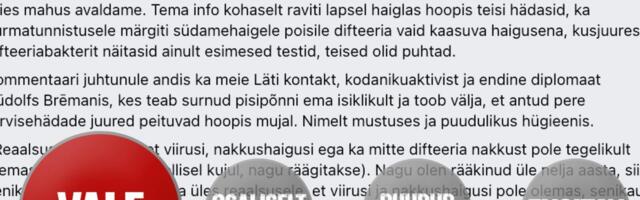 FAKTIKONTROLL | Sotsiaalmeedias levivavad valeväited Läti difteeria surma kohta