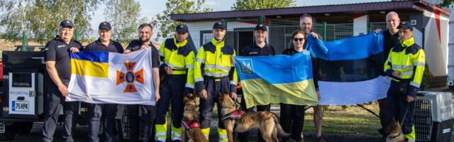 Päästeliit viis Ukraina otsingukoertele varustust ja Harkivi demineerijatele päästeauto