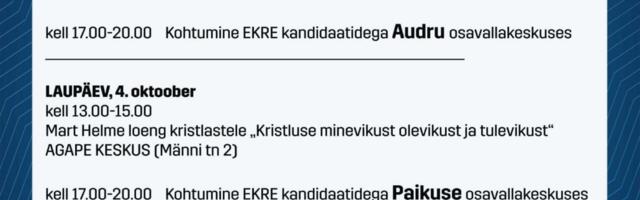 EKRE kandidaadid kohtuvad valijatega Pärnus ja mujal