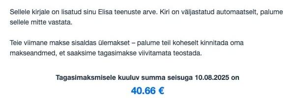 Elisa nimel levivad petukirjad, kus IKT-firma “soovib raha tagasi maksta”