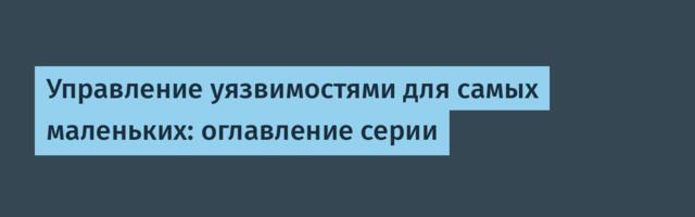 Управление уязвимостями для самых маленьких: оглавление серии