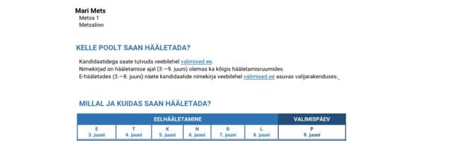 Siseministeerium hakkab Euroopa Parlamendi valimiste teabelehti saatma