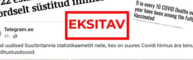 FAKTIKONTROLL | Vaktsineerituid sureb rohkem, sest neid ongi elanikkonnas rohkem. Portaal Telegram eksitab koroonasurmade statistikaga