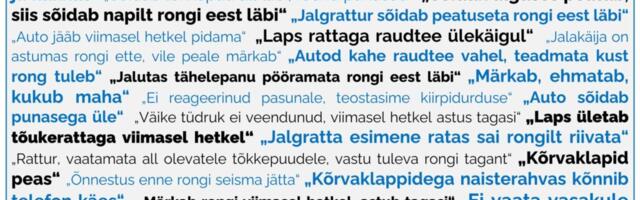 Sel visuaalil on välja toodud vaid üksikud väljavõtted vedurijuhtide tähelepanekutest, kus kirjeldatakse ohtlikke olukordi raudteedel.