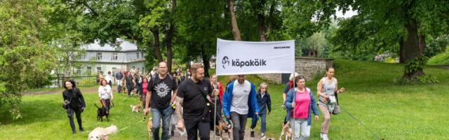 Loomakaitse Seltsi Käpakäik tõi vihmast hoolimata Tallinna Vanalinna kokku poolsada koera