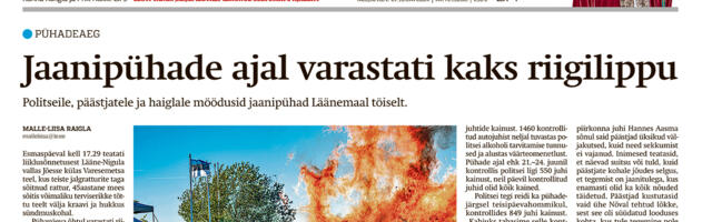 Lääne Elu paberleht neljapäeval, 27. juunil