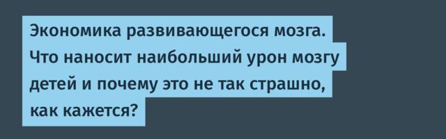 Экономика развивающегося мозга. Что наносит наибольший урон мозгу детей и почему это не так страшно, как кажется?