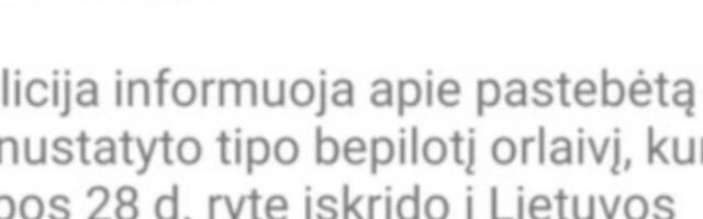Leedu politsei teavitas elanikke riiki sisenenud tundmatust droonist