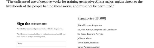 Üle 13 500 loovinimese on mõistnud hukka AI treenimise litsentseerimata sisuga