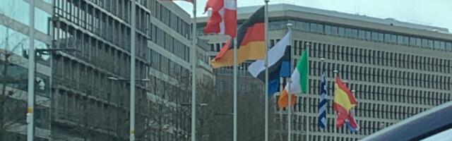 VIDEO ja FOTO | Brüsselis heisati Eesti lipp tagurpidi masti