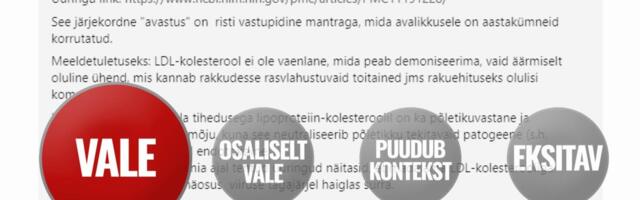 FAKTIKONTROLL | Kas kõrge LDL kolesterooli tase on kasulik? 