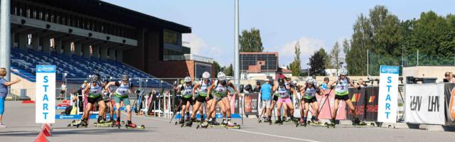 Suvebiatloni Eesti meistrid ühisstardist sõidus on Regina Ermits ja Rene Zahkna