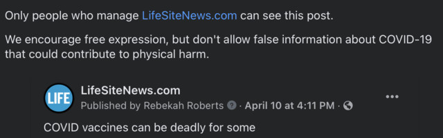 Kristlik portaal Lifesitenews eemaldati vaktsiiniteemaliste artiklite eest Facebookist