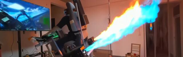 Legendary combat sim enthusiast builds frankly dangerous fighter jet rig — features three-axis motion seat, a cannon, afterburners, and a chaff launcher