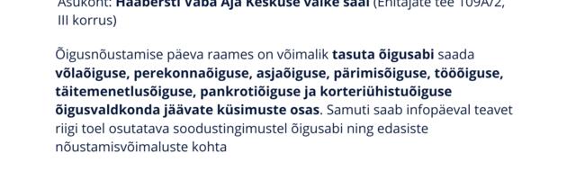 Neljapäeval saab Haaberstis tasuta õigusabi kogenud ekspertide käest