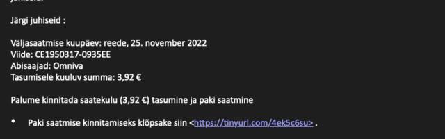 Pühade eel saadetakse Omnivat ja Eesti pankasid matkivaid sõnumeid