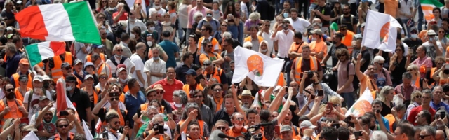 Itaalias toimuv oranžvestide liikumine: Koroonaviiruse pandeemiat ei eksisteeri