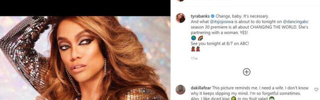 Tyra Banks poseeris 48. sünnipäeva puhul trikoos