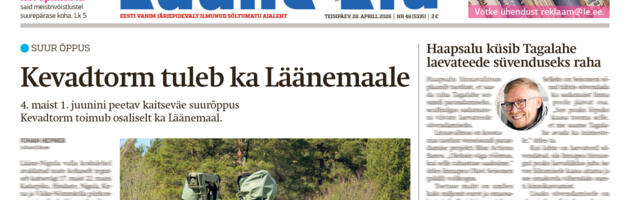 Lääne Elu paberleht teisipäeval, 28. aprillil