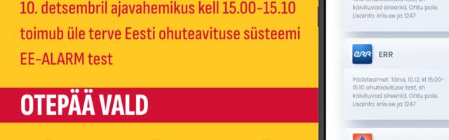 Päästeamet testib kolmapäeval, 10. detsembril 2025 ohuteavituse süsteemi EE-ALARM
