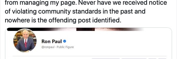 Facebook blokeeris Ron Pauli lehe haldamise