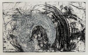 Kunstiakna näituseaknal on Feliks Sarve graafika “Teelahkmed”