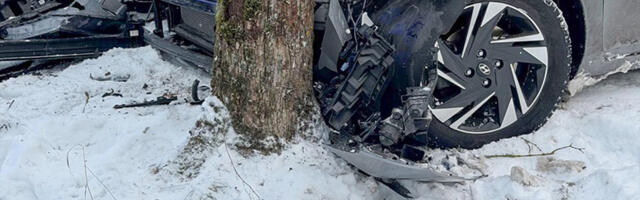 PILDID: Põltsamaal sõitis auto vastu puud