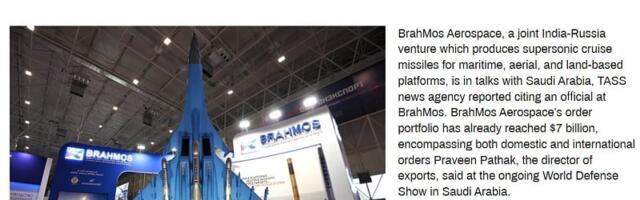 The Saudis Would Bolster Their Balancing Act By Buying Russo-Indo BrahMos Supersonic Missiles