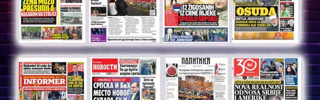 NASLOVNE STRANE SUTRAŠNJIH NOVINA: Prelistavanje štampe za sredu, 13. maj 2026. godine