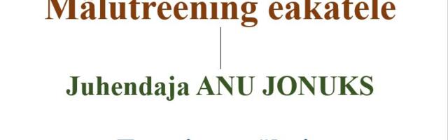 Mälutreening Aegviidu rahvamajas 12.11.2024 kell 14.00