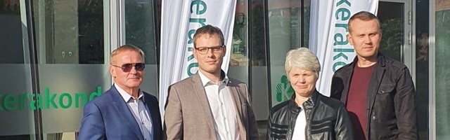 Eesti Keskerakonna esinumbrid Viljandimaal: Jaak Aab, Imre Jugomäe, Katrin Linkov ja Priit Toobal