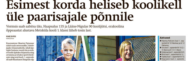 Lääne Elu paberleht laupäeval, 31. augustil
