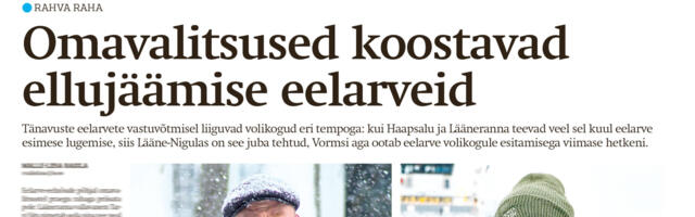 Lääne Elu paberleht neljapäeval, 22. jaanuaril