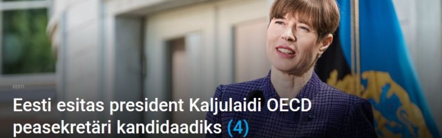 Eesti esitas president Kaljulaidi OECD peasekretäri kandidaadiks Postimehest