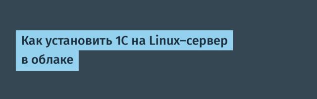 Как установить 1C на Linux-сервер в облаке