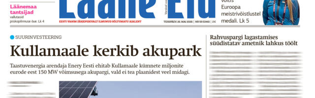 Lääne Elu paberleht teisipäeval, 26. mail
