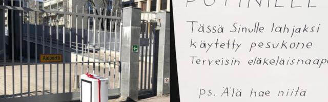 Vene saatkonna ette Soomes toodi pesumasin. «Et su sõdurid ei peaks neid enam Ukraina memmedelt võtma»