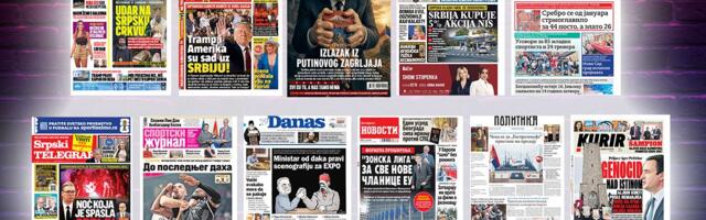 NASLOVNE STRANE SUTRAŠNJIH NOVINA: Prelistavanje štampe za petak, 12. jun 2026. godine