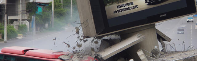 Veokijuht lõhkus Viru ringil betoonist reklaamistendi ja põgenes