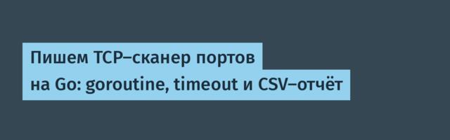 Пишем TCP-сканер портов на Go: goroutine, timeout и CSV-отчёт