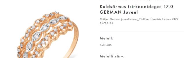Ülemiste keskuses asuvas ehtepoes müüakse Venemaalt toodud kuldsõrmuseid