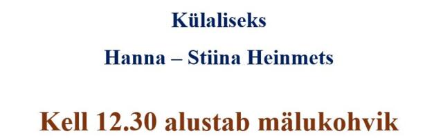 Tugigrupp mäluhäiretega inimeste toetamiseks 14.11.2024 kell 11