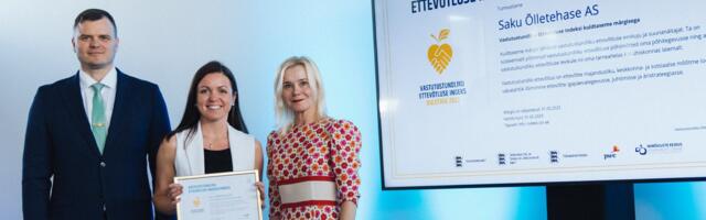 Saku Õlletehast tunnustati taaskord vastutustundliku ettevõtte kuldmärgisega