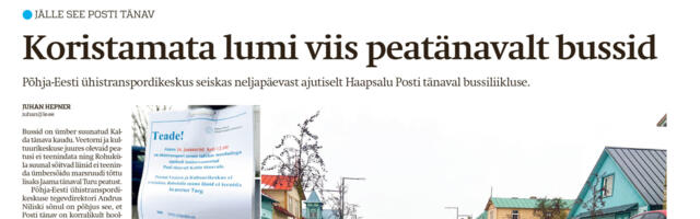 Lääne Elu paberleht laupäeval, 18. jaanuaril