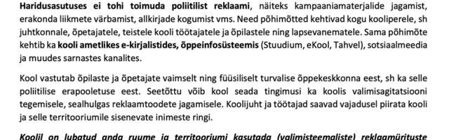 Selline on valimiste hea tava koolides, aga sotsidel ja reffidel sellest suva
